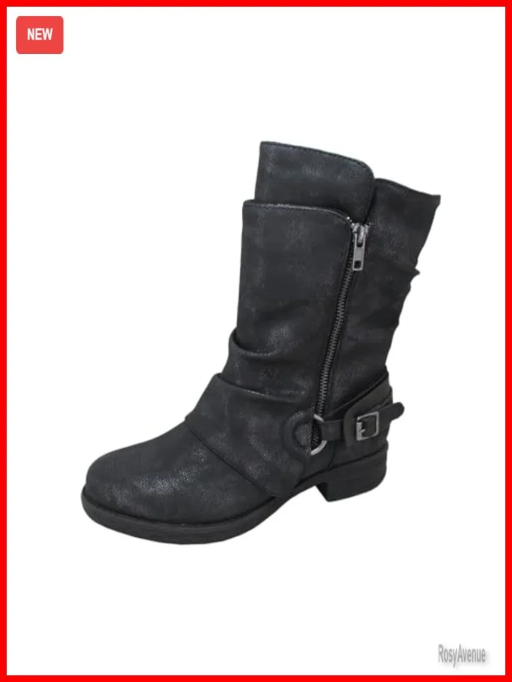 Synthetic Keto Mid-Calf Snow Boot with Zip and Buckle